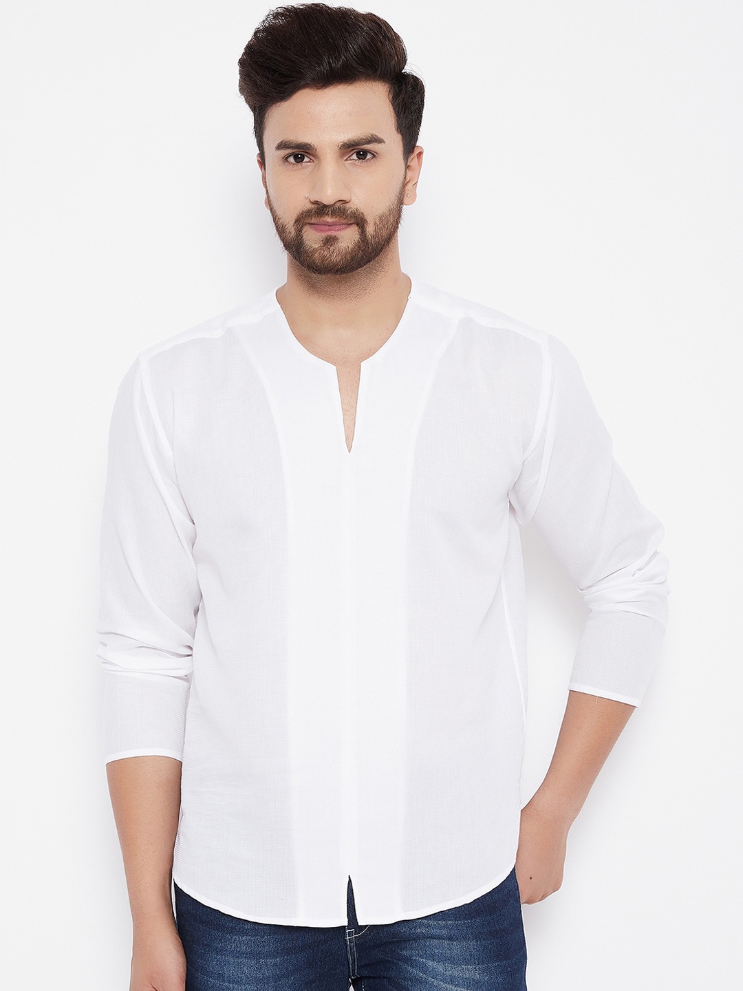 

even Men White Dobby Kurta
