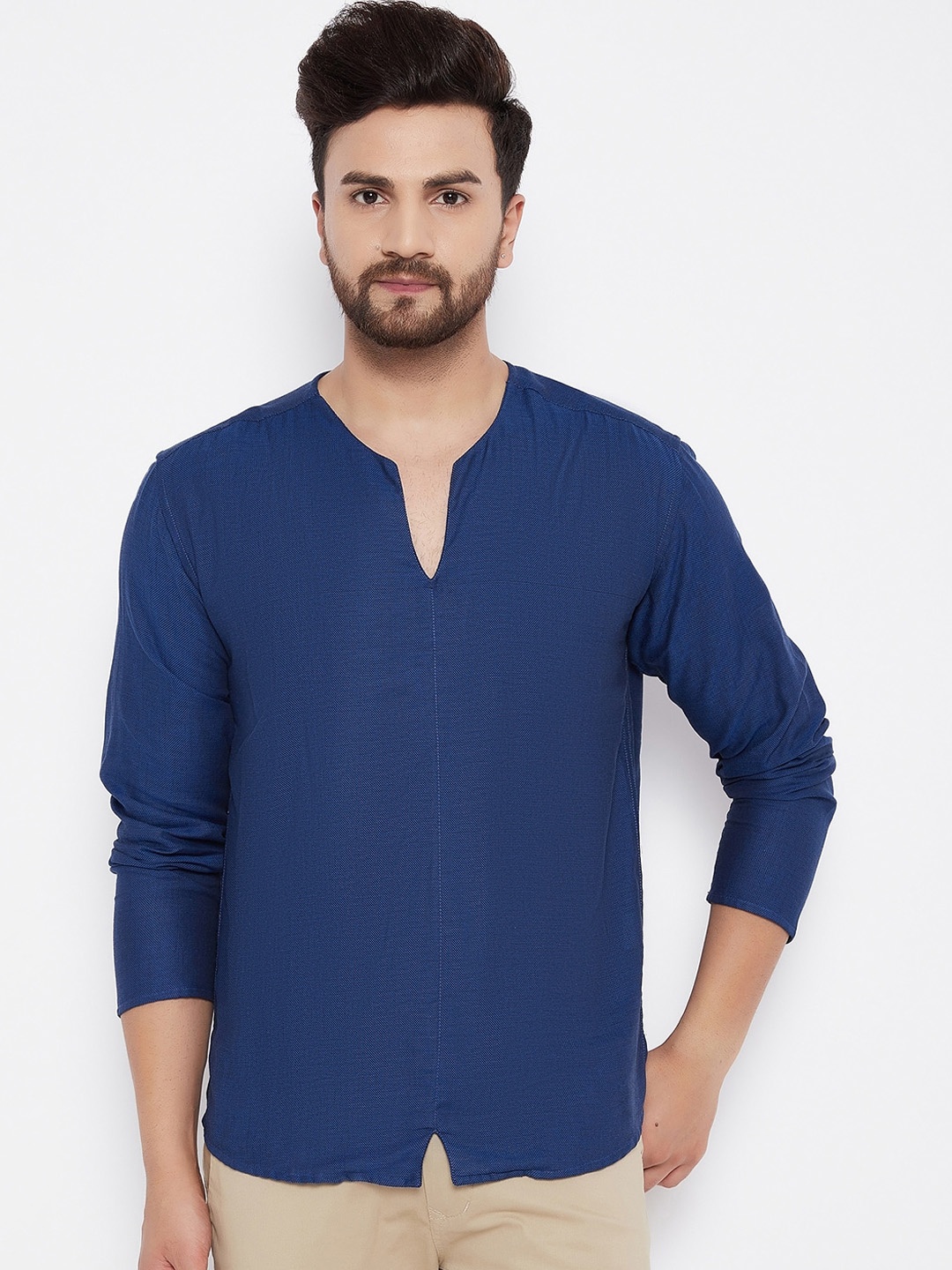 

even Men Blue Dobby Kurta