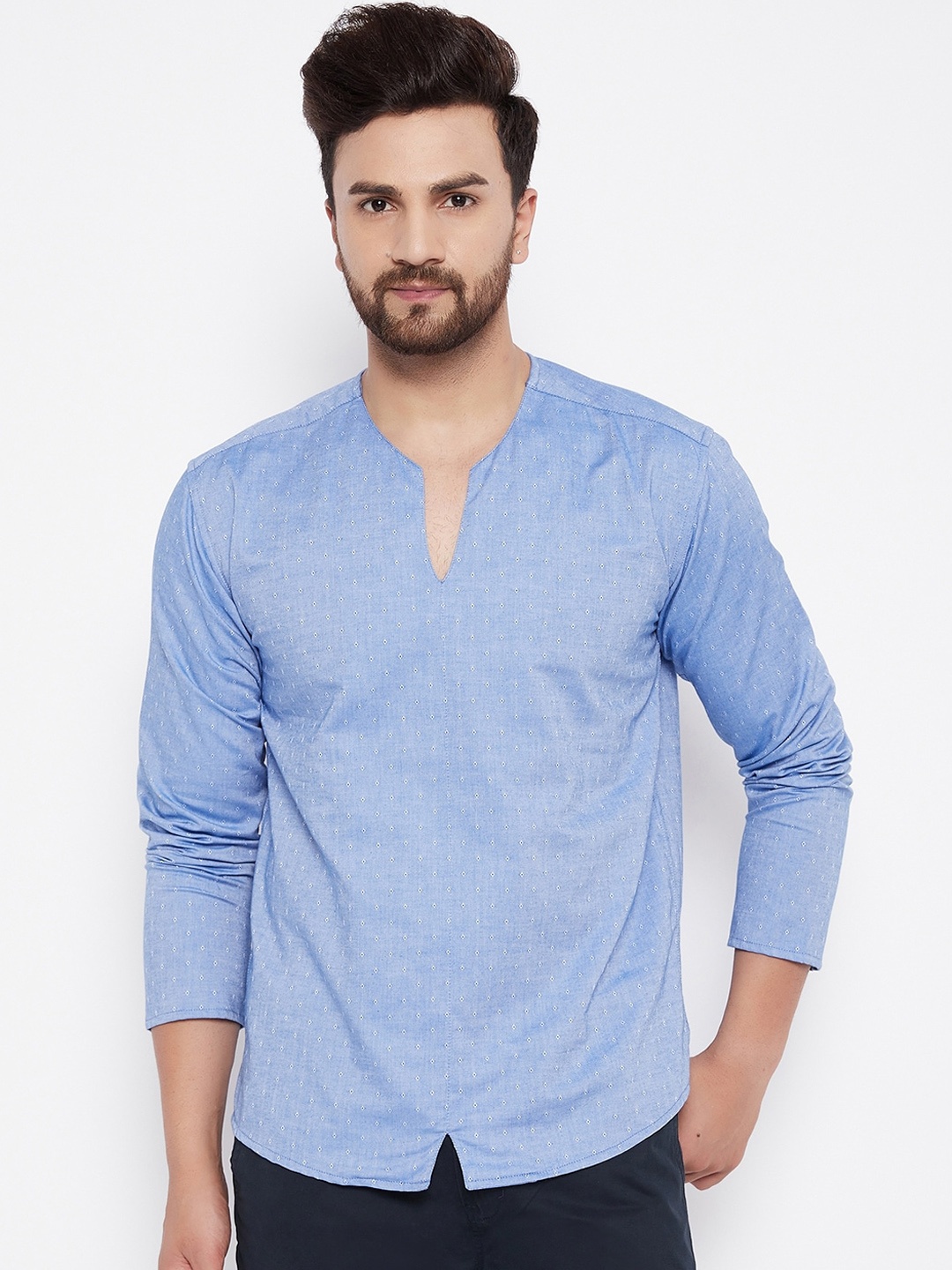 

even Men Blue Dobby Kurta