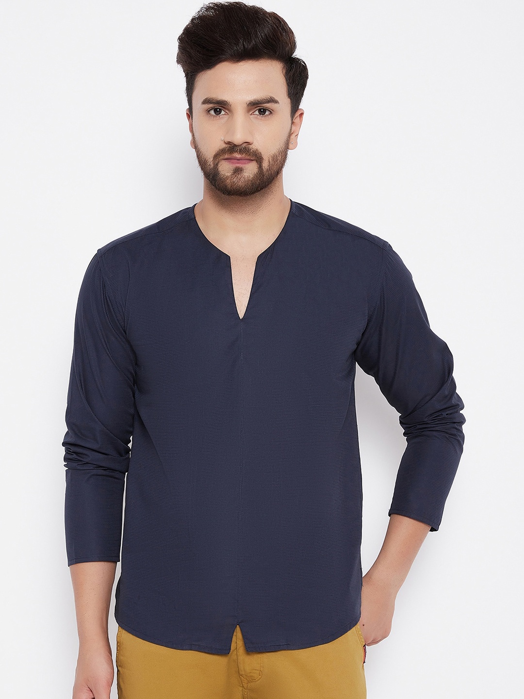 

even Men Blue Pure Cotton Kurta