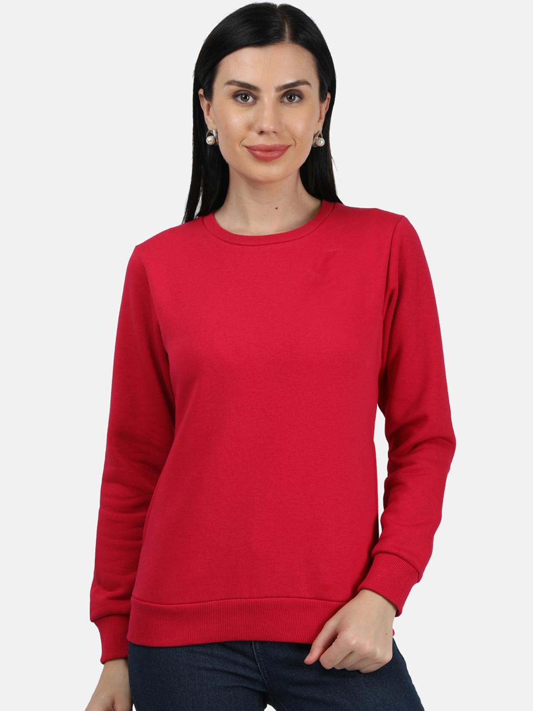 

Monte Carlo Women Pink Solid Sweatshirt