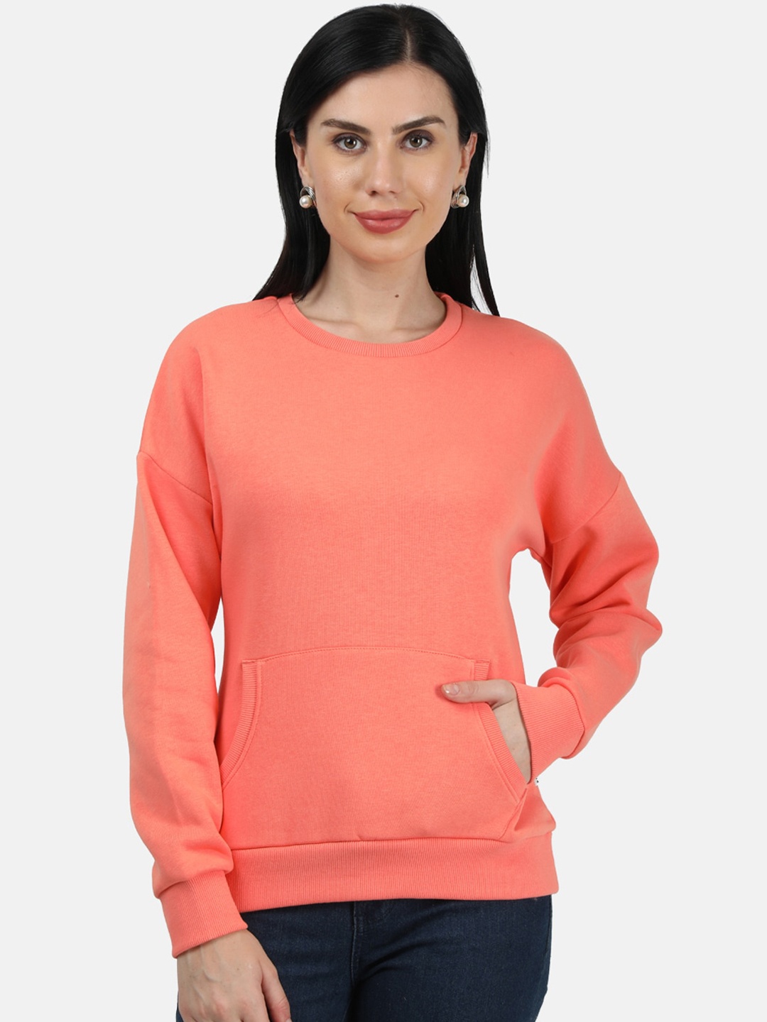 

Monte Carlo Women Brown Solid Cotton Blend Sweatshirt