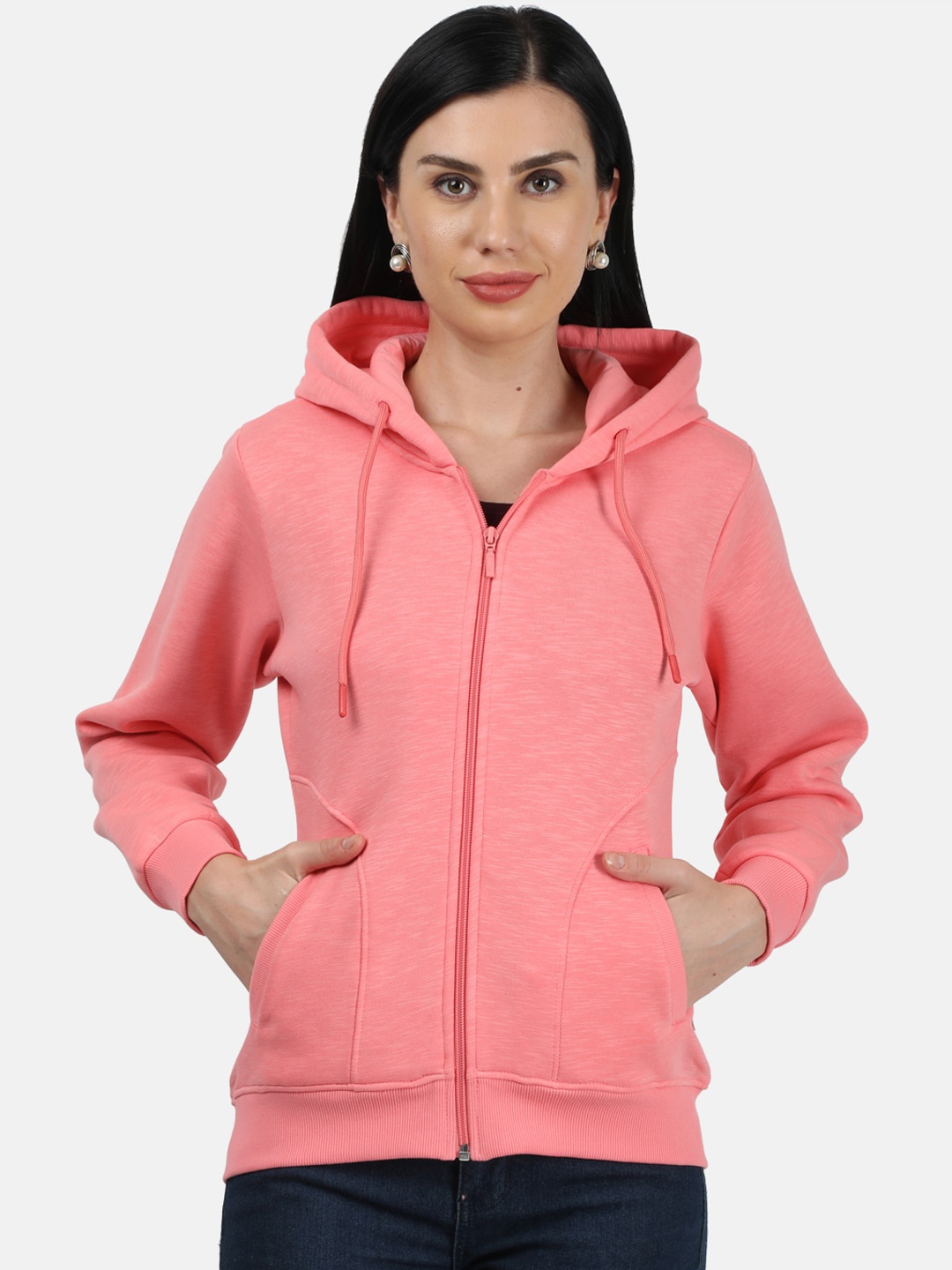 

Monte Carlo Women Pink Solid Hooded Sweatshirt