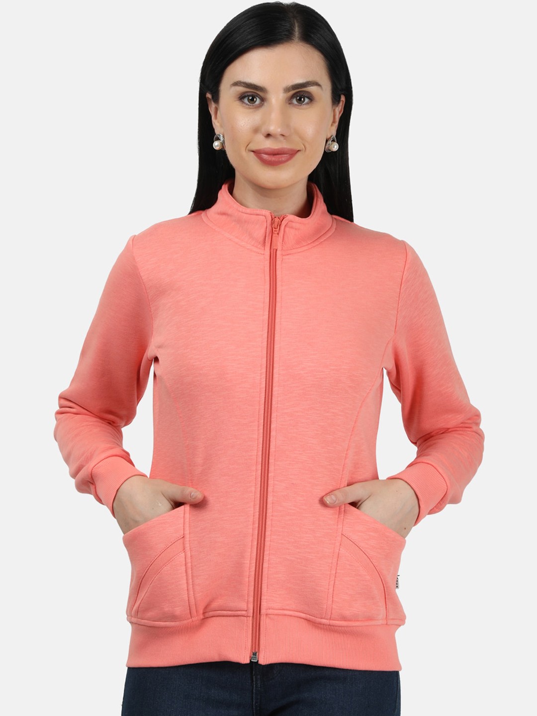 

Monte Carlo Women Brown Solid Sweatshirt, Peach