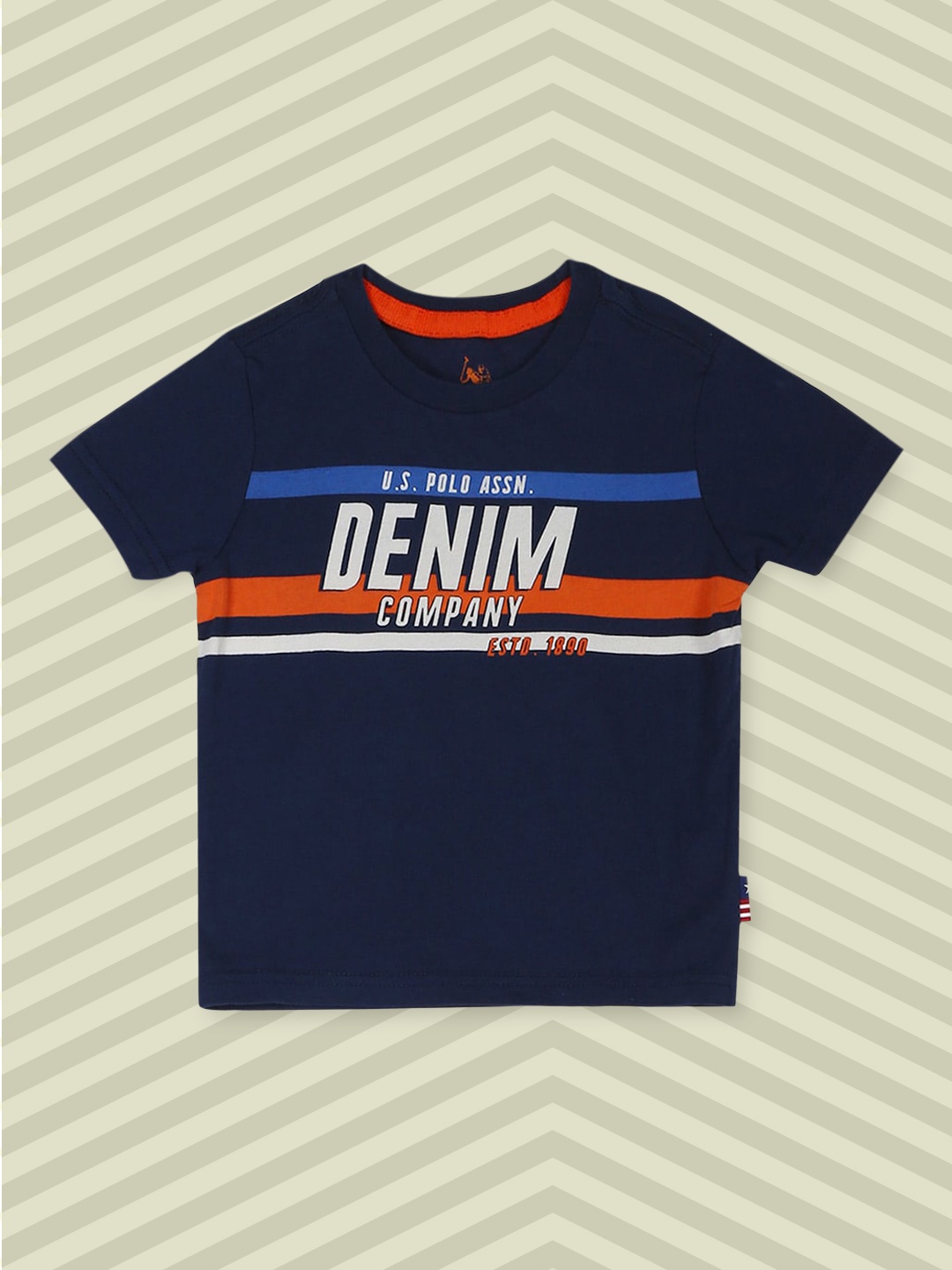 

U.S. Polo Assn. Kids Boys Blue & White Typography Printed T-shirt
