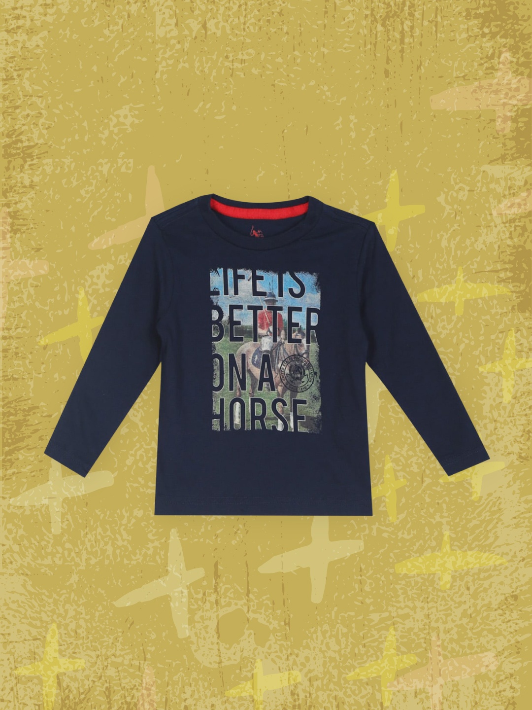 

U.S. Polo Assn. Kids Boys Navy Blue & Blue Typography Printed T-shirt