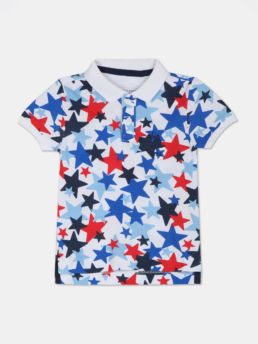

U.S. Polo Assn. Kids Boys White& Blue Printed Polo Collar T-shirt
