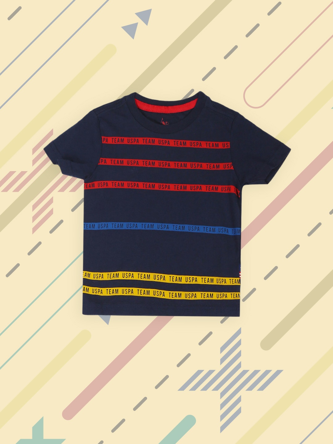 

U.S. Polo Assn. Kids Boys Navy Blue & Red Striped Pockets T-shirt