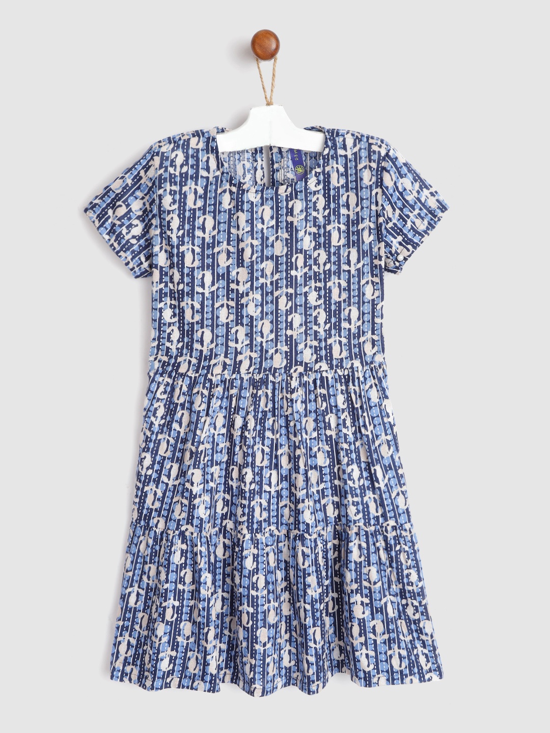 

YK Blue & White Ethnic Motifs Dress