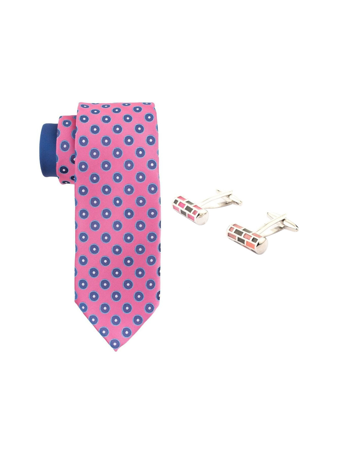

The Tie Hub Men Pure Silk & Brass Accessory Gift Set, Pink