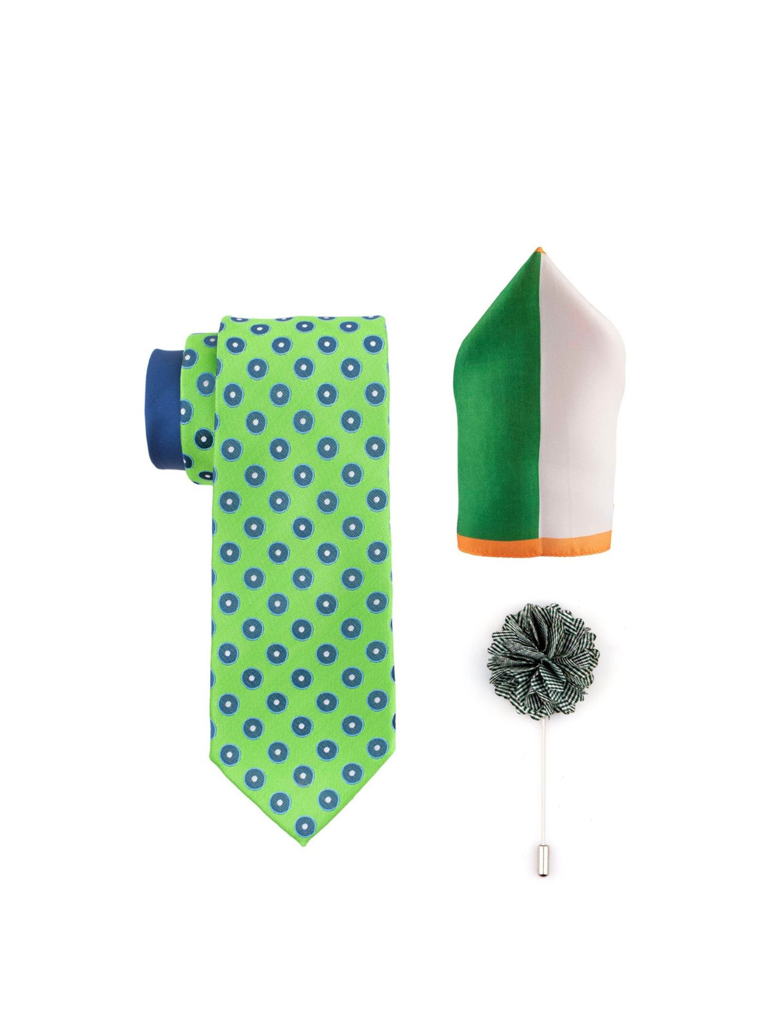 

The Tie Hub Green Polka Dot Silk Necktie Accessory Gift Set