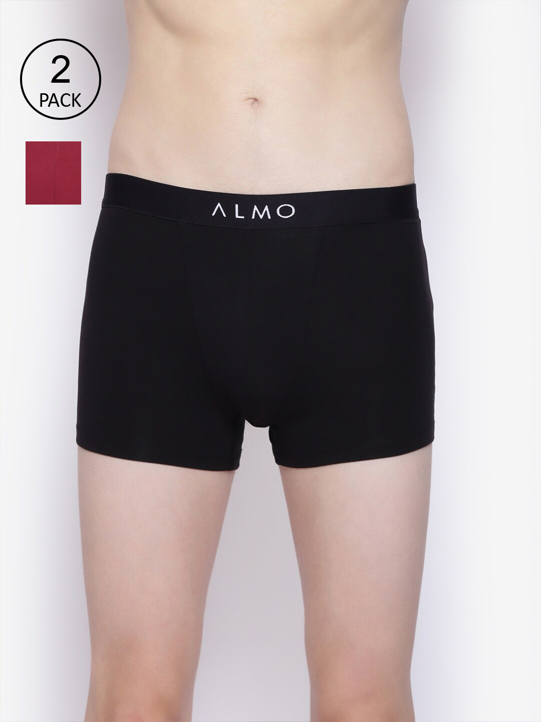 

Almo Wear Men Pack Of 2 Solid Trunks Dario-T-BR, Black