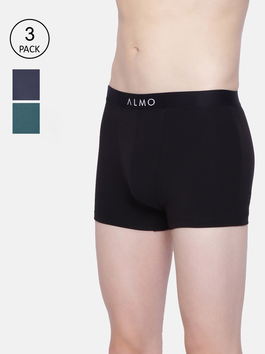 

Almo Wear Men Pack Of 3 Solid Trunks Dario-T-BBLS, Black