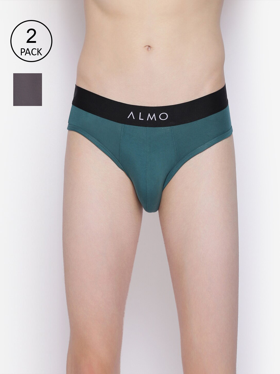 

Almo Wear Men Pack Of 2 Solid Basic Briefs, Grey