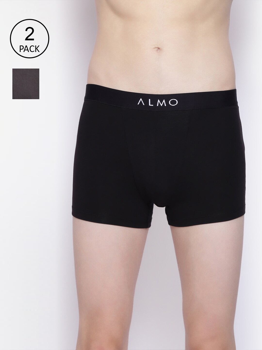 

Almo Wear Men Pack Of 2 Solid Trunks Dario-T-BG, Black