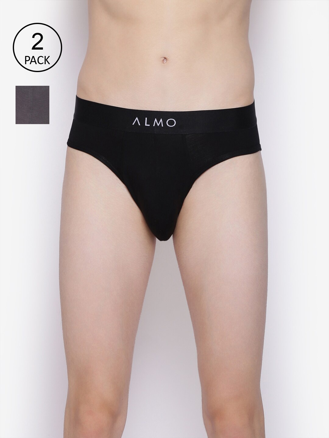 

Almo Wear Men Pack Of 2 Solid Basic Briefs, Black