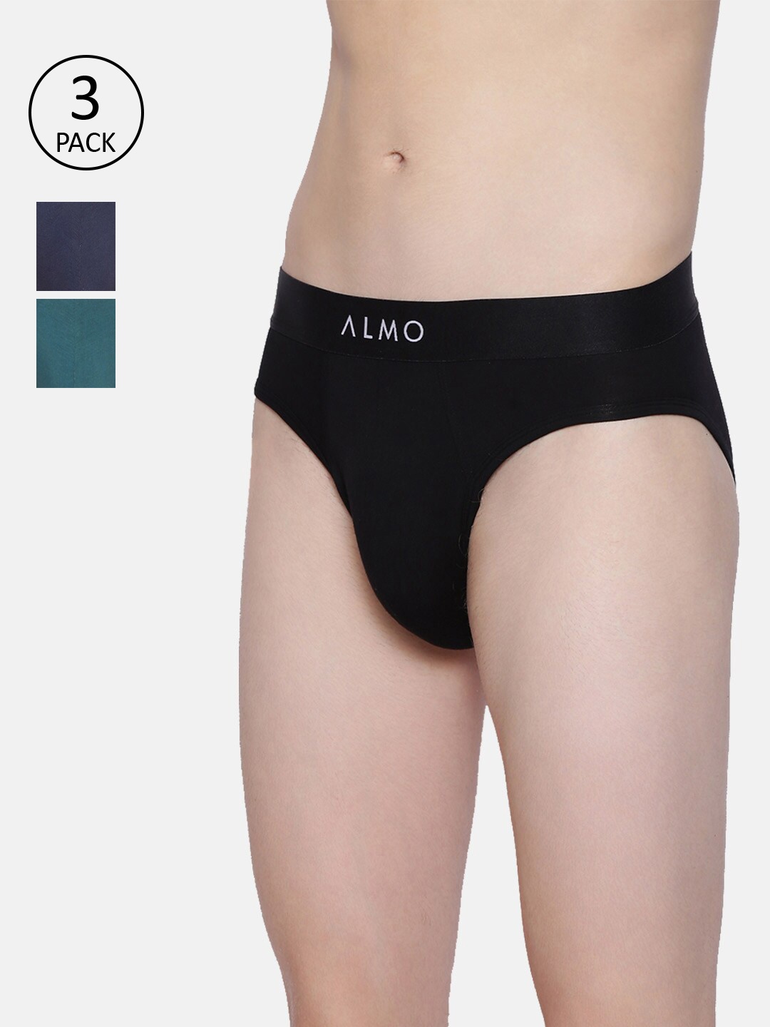 

Almo Wear Men Pack Of 3 Solid Basic Briefs, Black