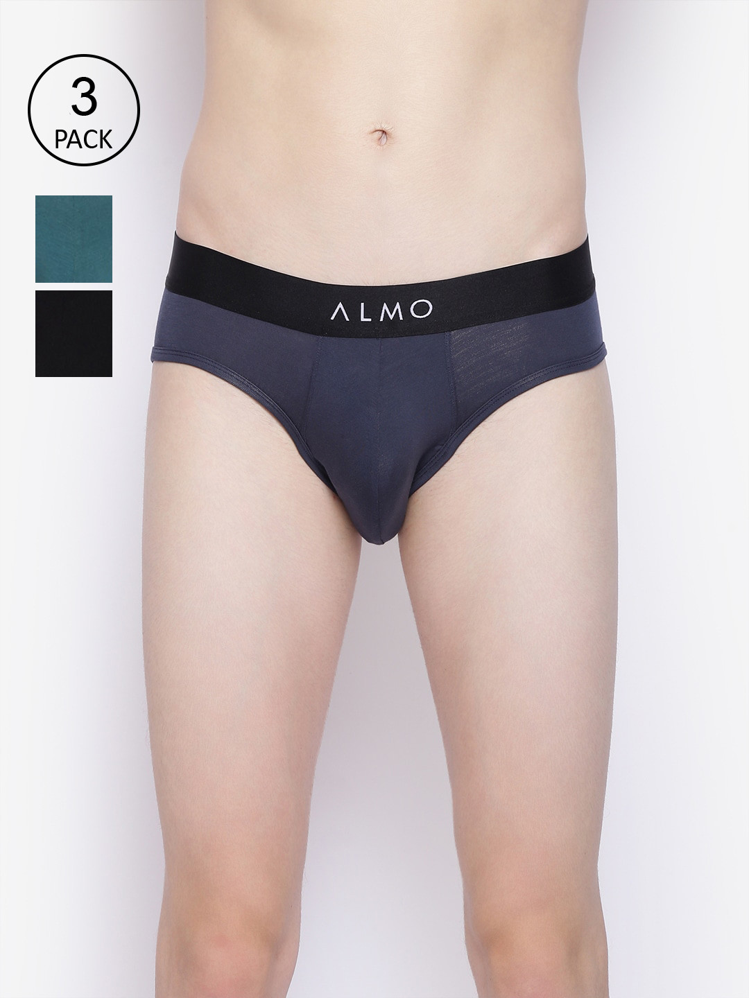 

Almo Wear Men Pack Of 3 Solid Basic Briefs, Black