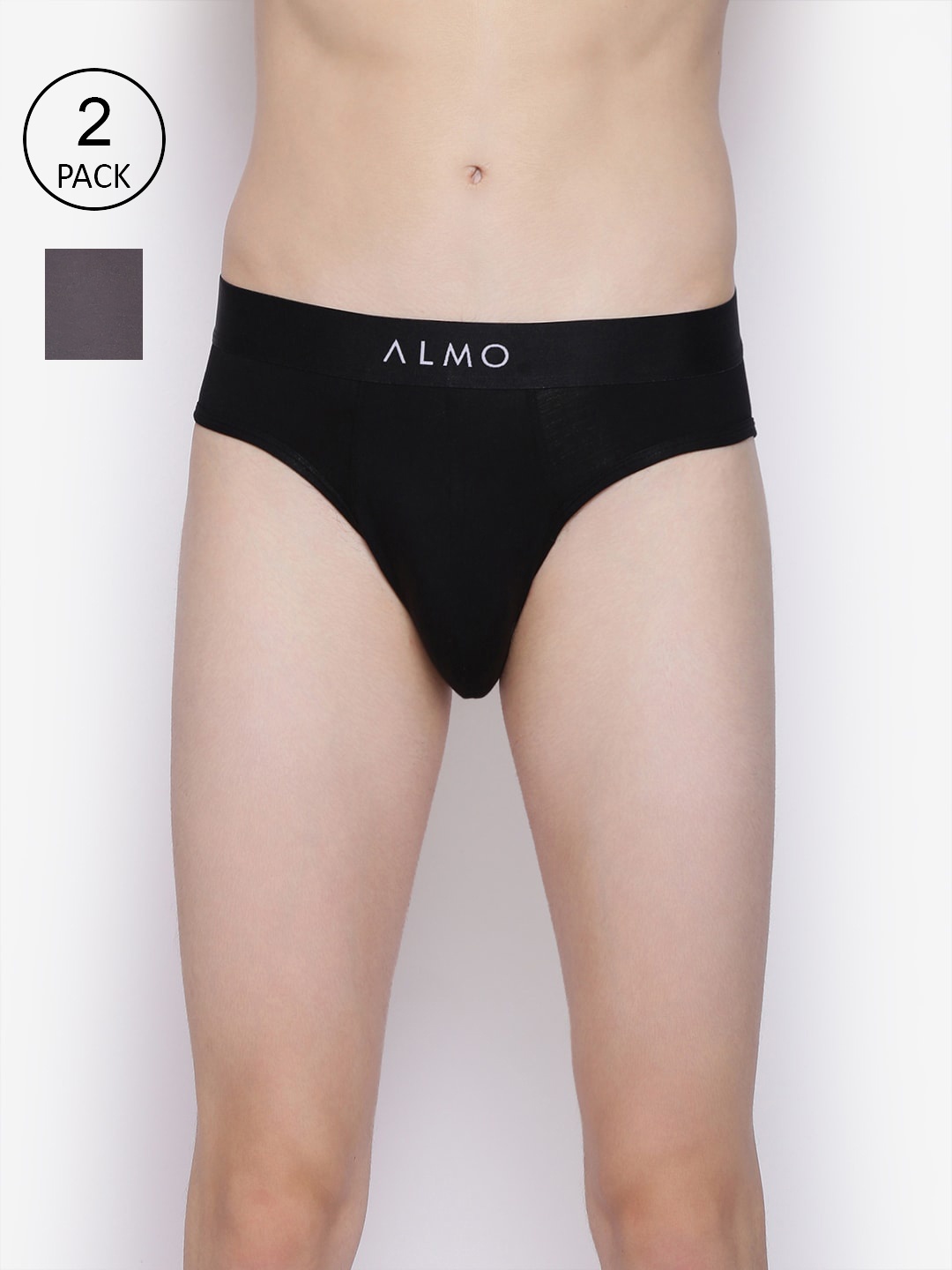 

Almo Wear Men Pack Of 2 Solid Basic Briefs, Grey
