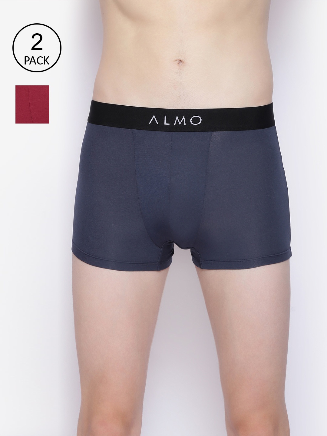 

Almo Wear Men Pack Of 2 Solid Trunks Dario-T-BLR, Navy blue