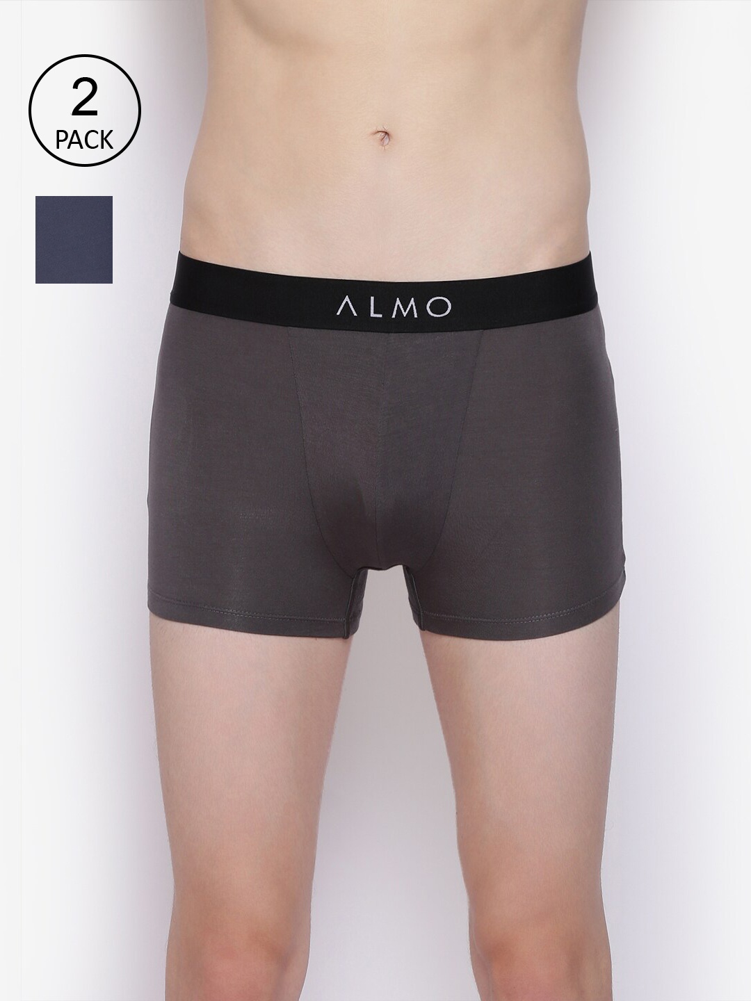 

Almo Wear Men Men Pack Of 2 Solid Trunks Dario-T-GBL, Grey