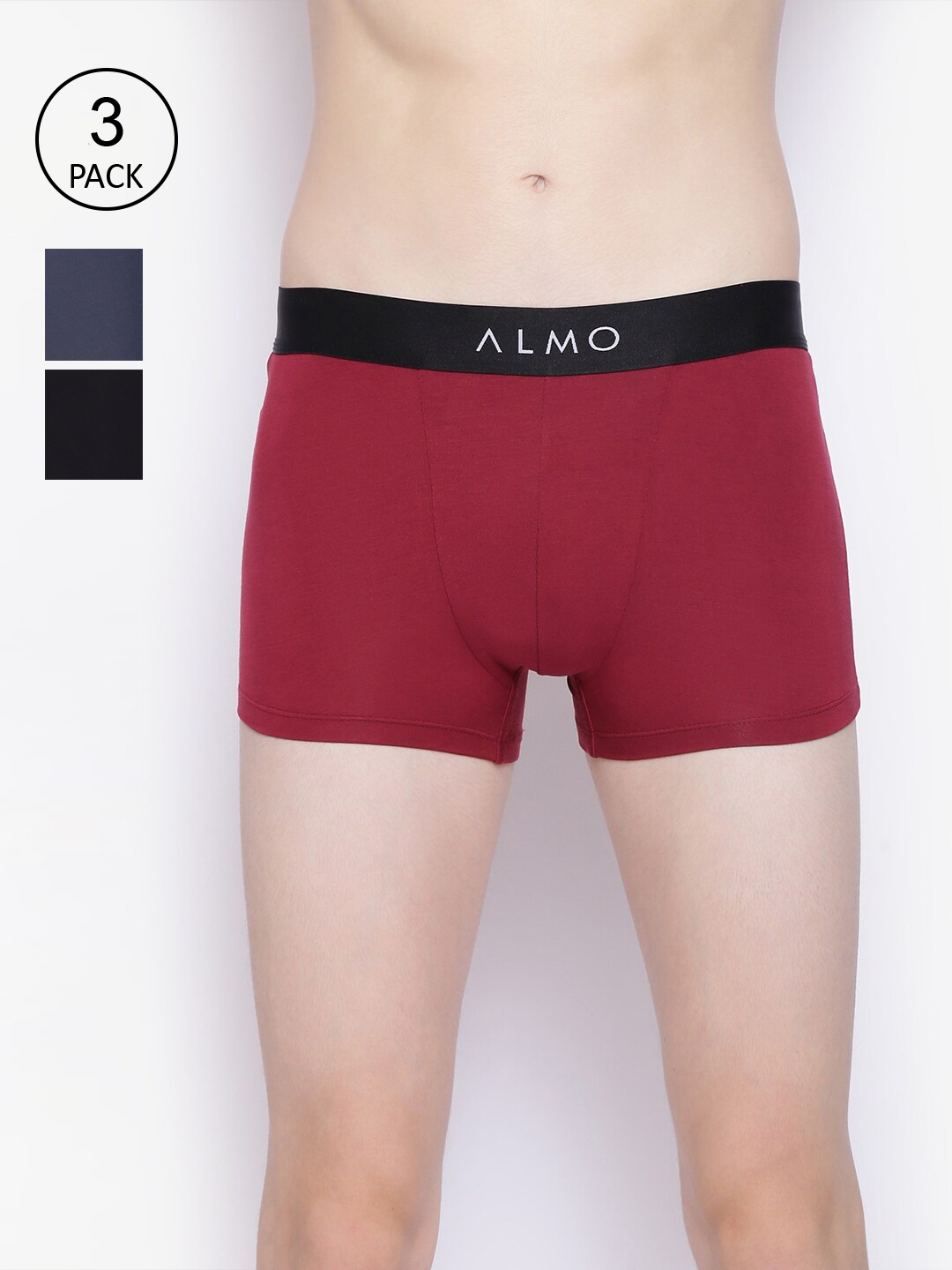 

Almo Wear Men Pack Of 3 Solid Trunk Dario-T-BBL, Black