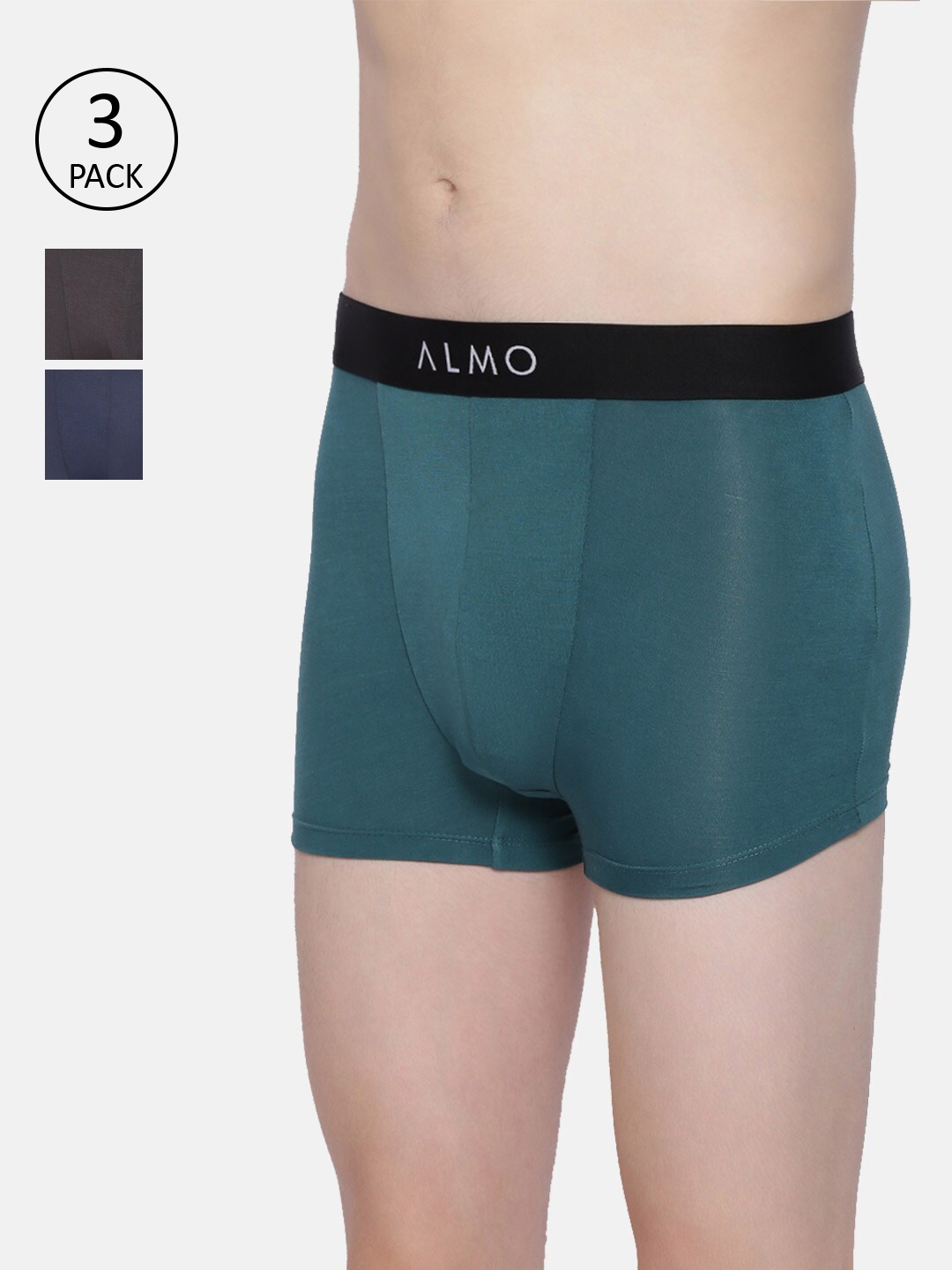 

Almo Wear Men Pack Of 3 Solid Trunk, Grey