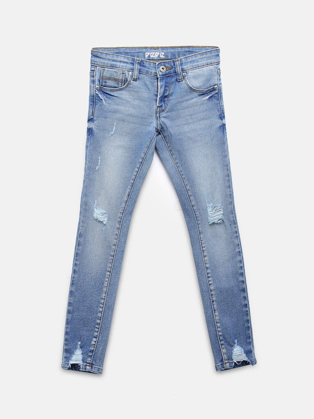 

Pepe Jeans Girls Blue Skinny Fit Mildly Distressed Light Fade Jeans