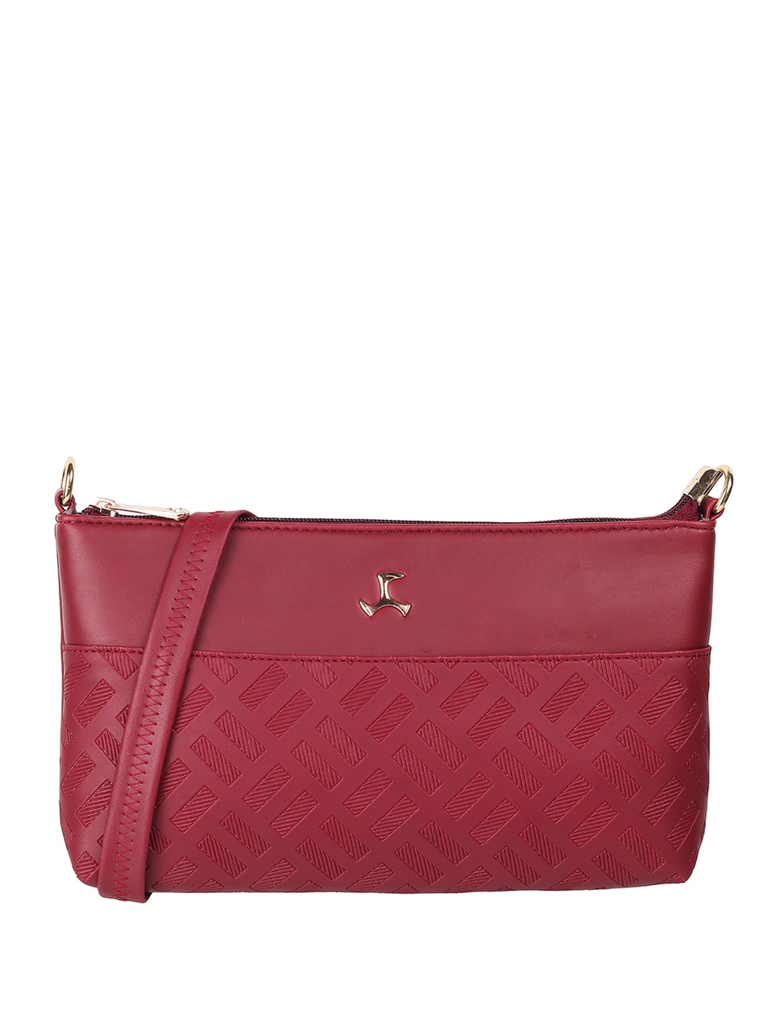 

Mochi Maroon Textured PU Structured Sling Bag