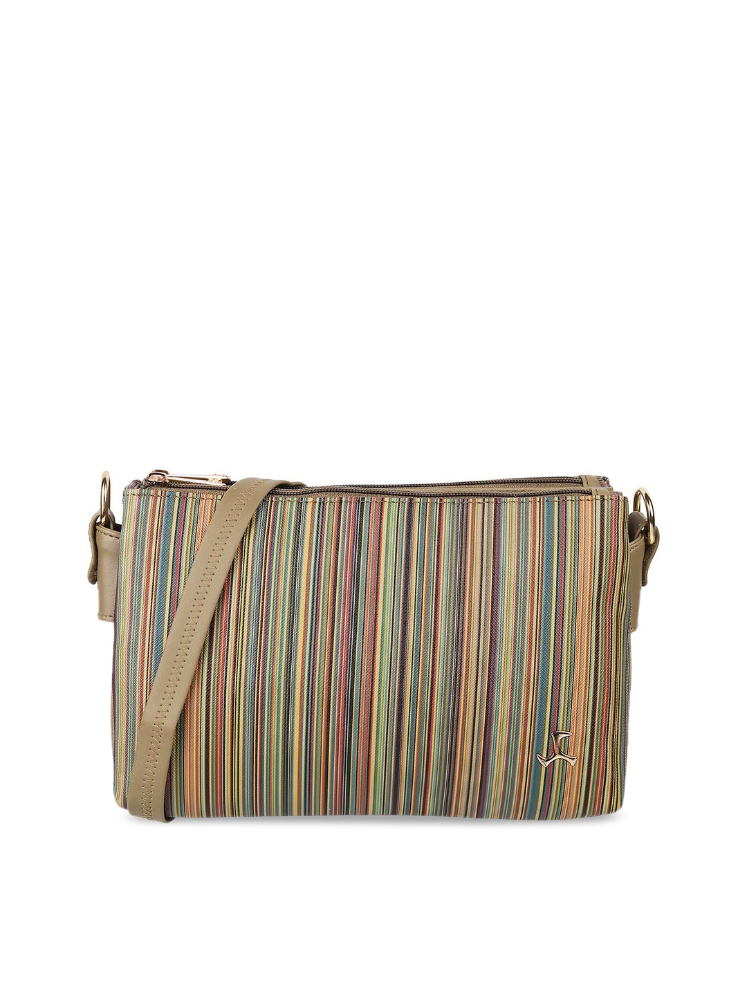 

Mochi Green Striped PU Swagger Sling Bag with Tasselled