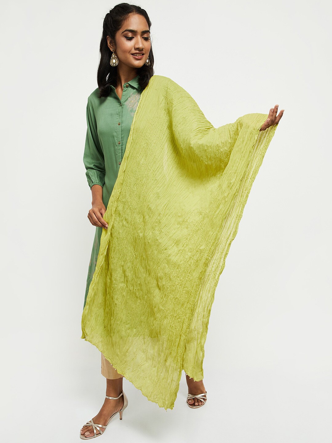 

max Lime Green Pure Cotton Dupatta