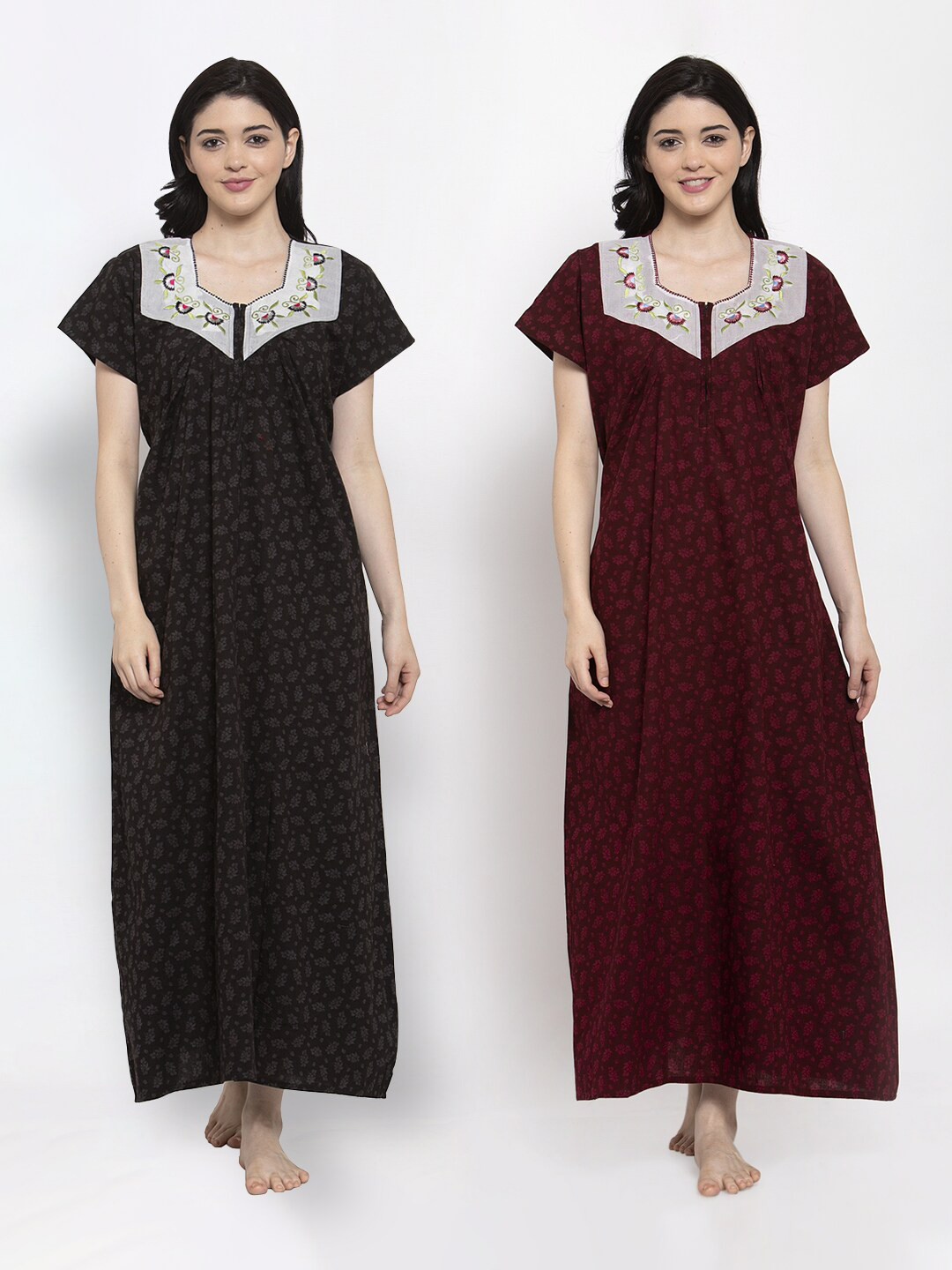 

Secret Wish Black Printed Maxi Nightdress