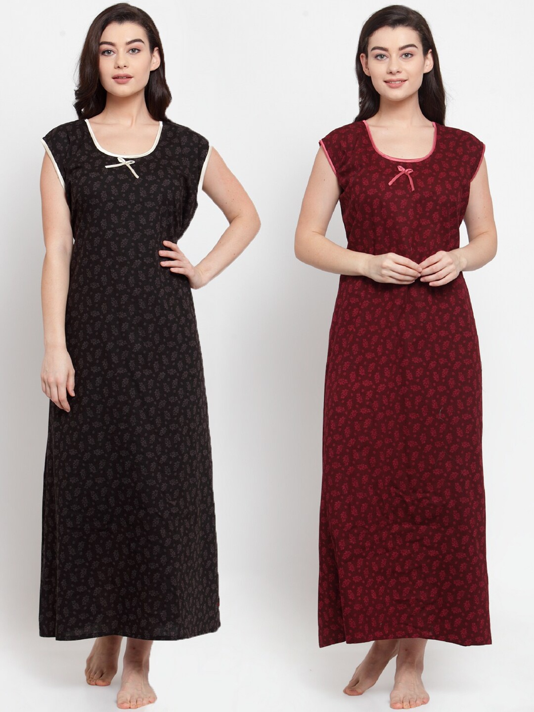 

Secret Wish Black Printed Maxi Nightdress