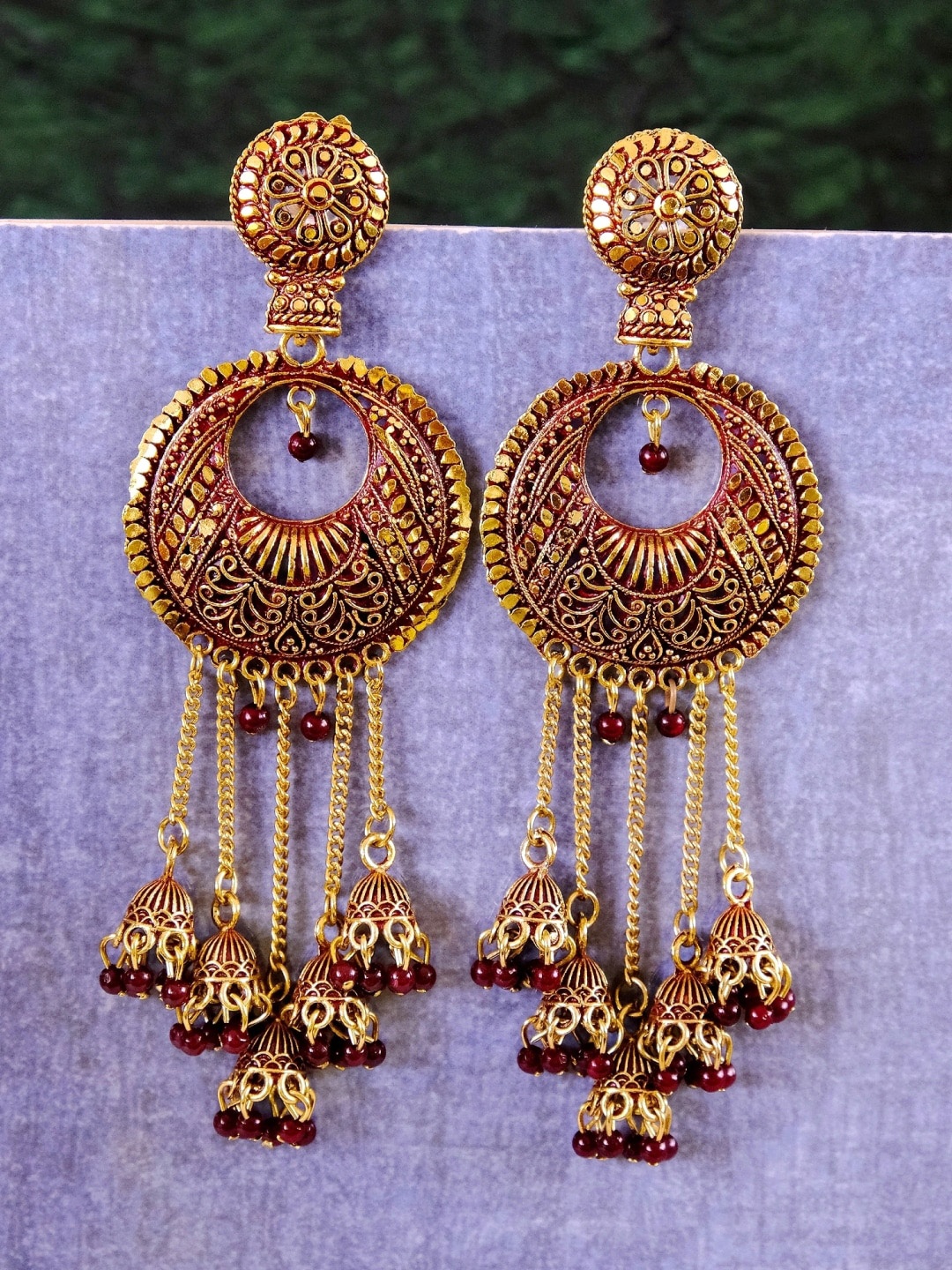

Crunchy Fashion Gold Plated Red Contemporary Drop Earrings