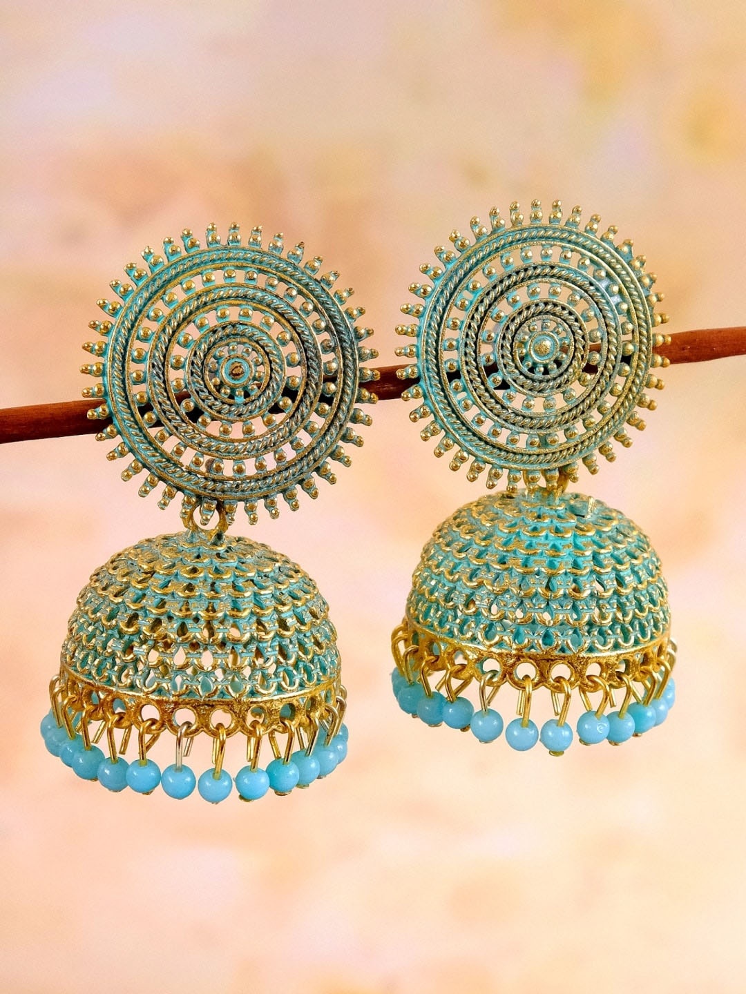 

Crunchy Fashion Gold Plated Dome Shaped Jhumkas Earrings