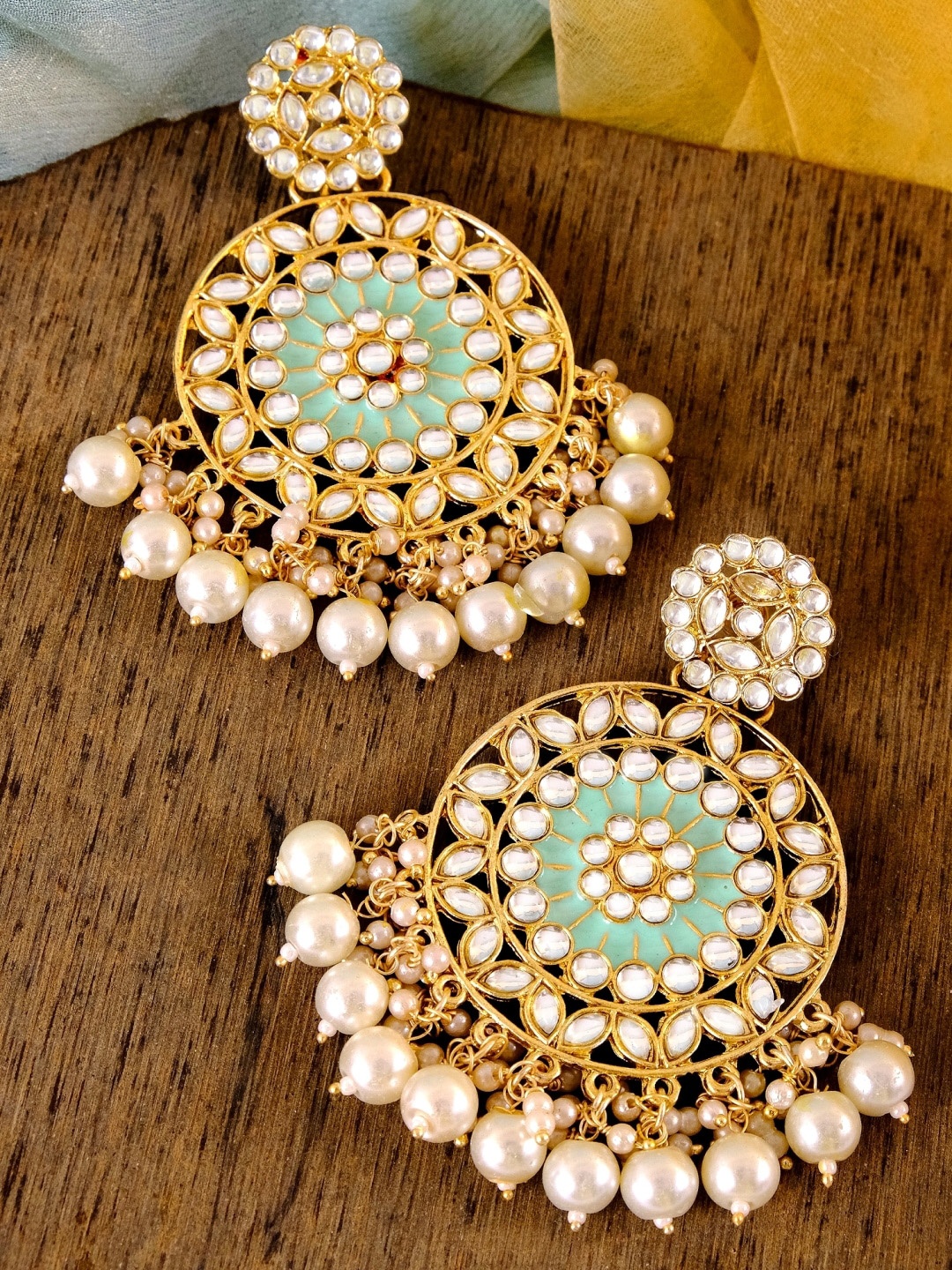 

Crunchy Fashion Gold-Toned Contemporary Chandbalis Earrings