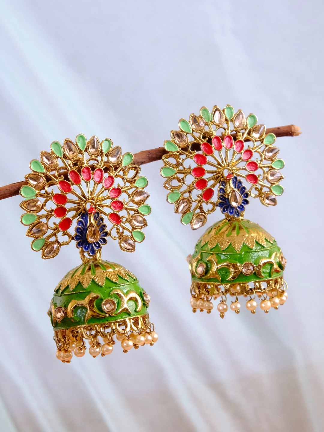 

Crunchy Fashion Gold-Toned Jhumkas Earrings