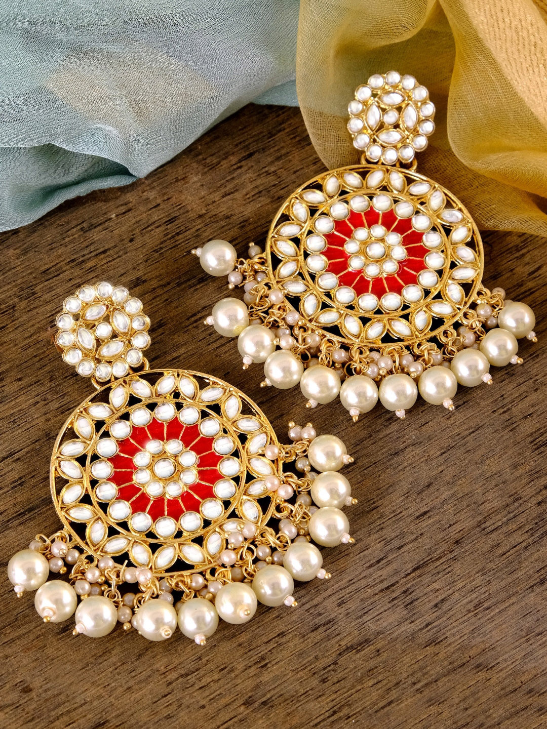 

Crunchy Fashion Gold-Toned and Plated Contemporary Chandbalis Earrings