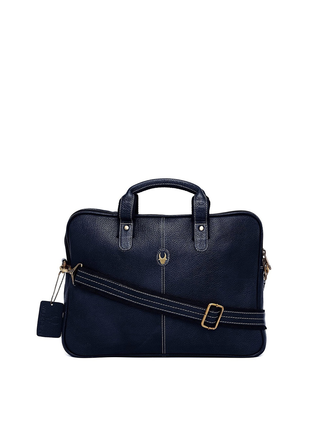 WildHorn Men Blue Leather Laptop Bag