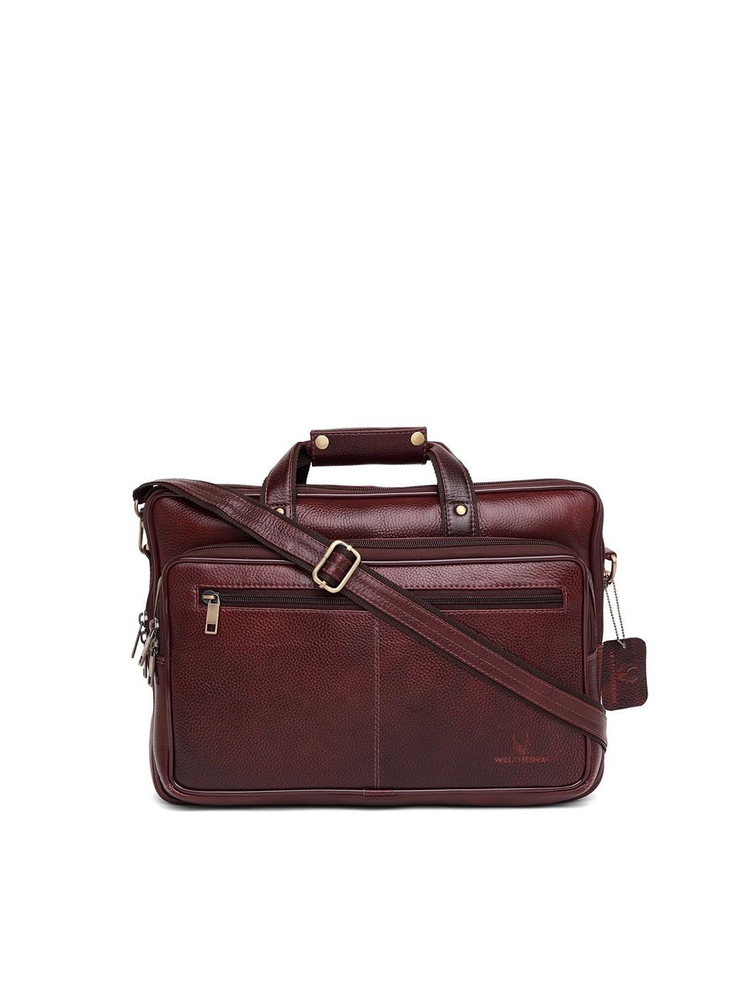 

WildHorn Men Maroon Textured Leather Laptop Bag