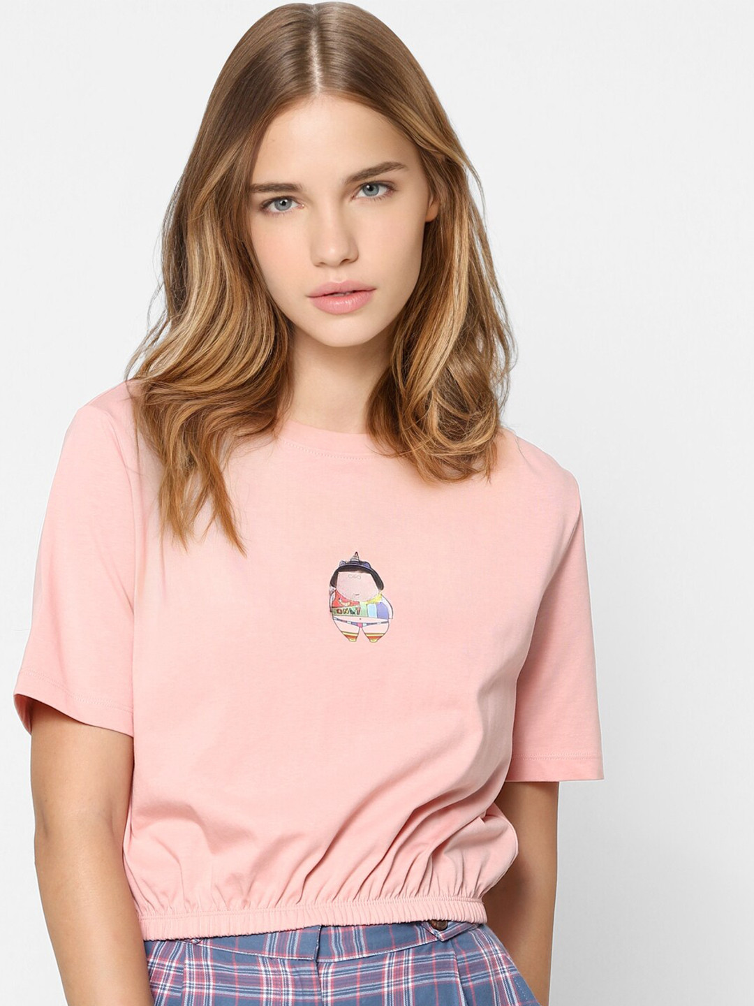 

ONLY Peach-Coloured Printed Blouson Top