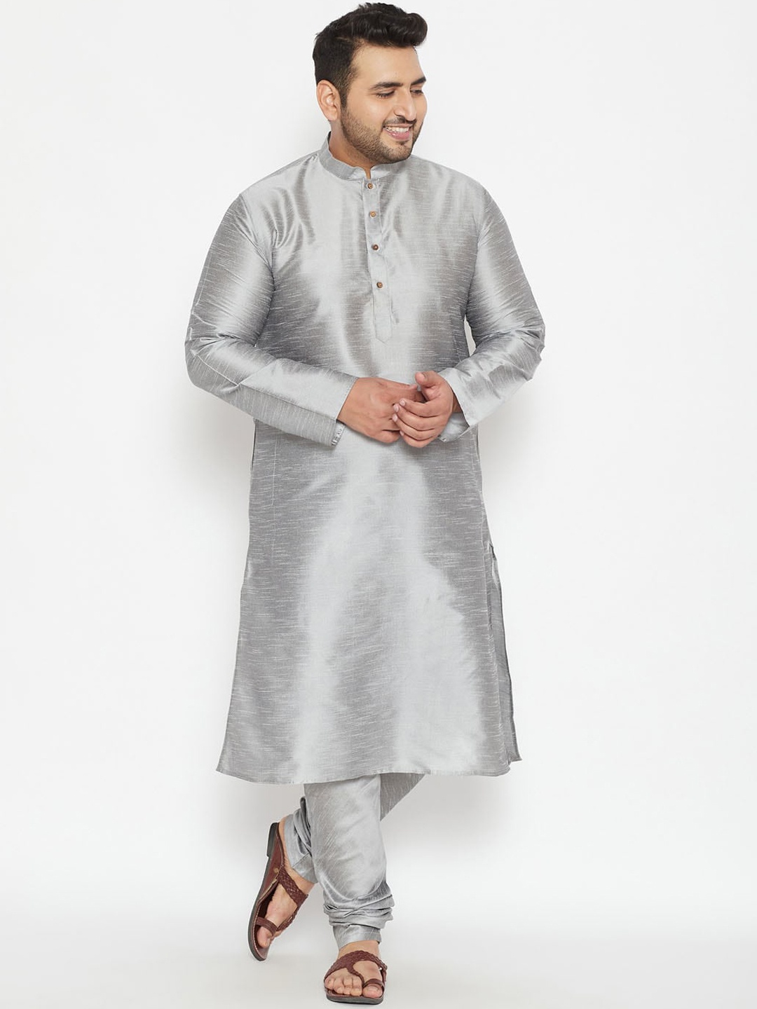 

VASTRAMAY PLUS Men Grey Regular Kurta with Pyjamas