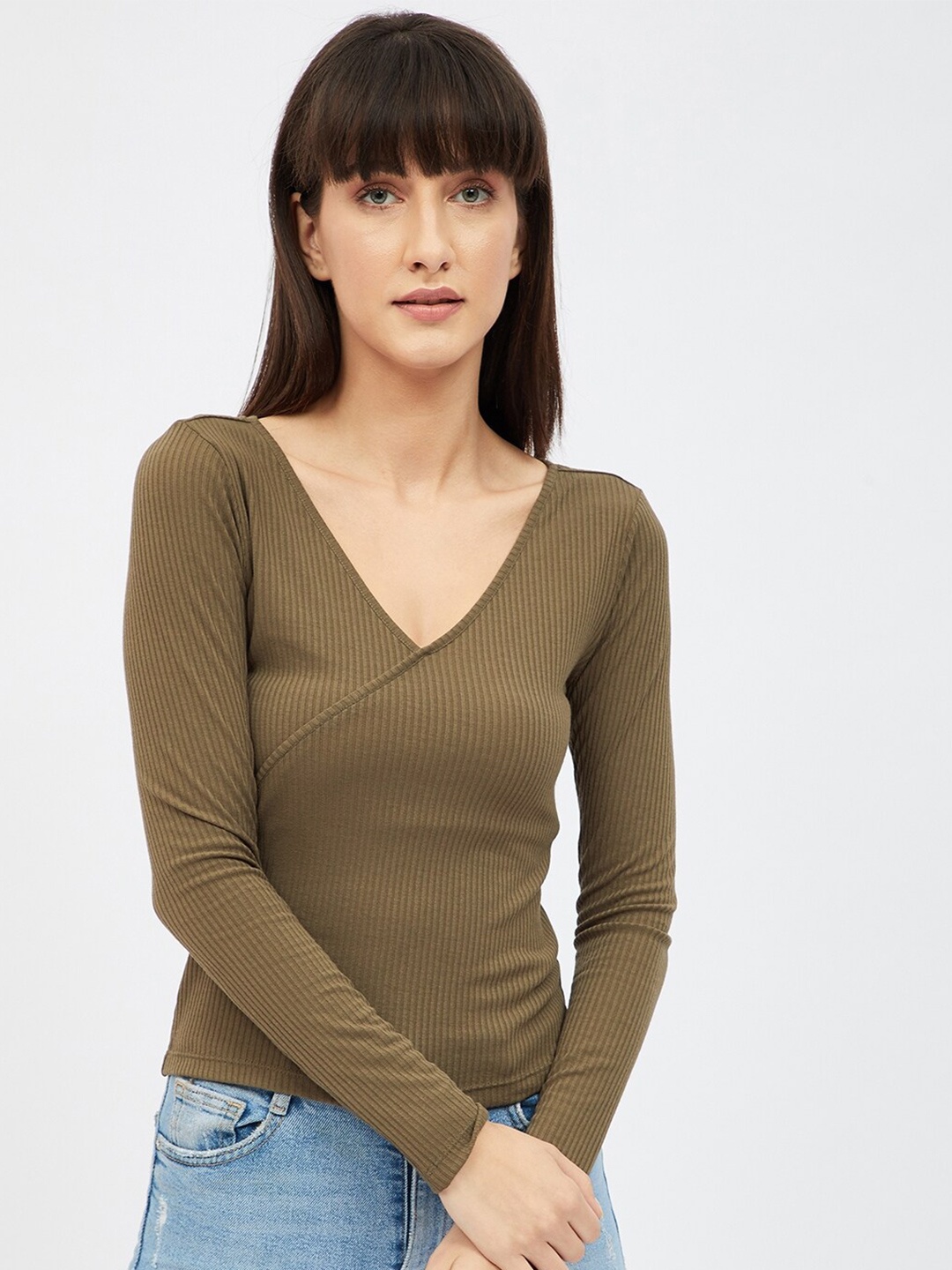 

Harpa Olive Green Fitted Top