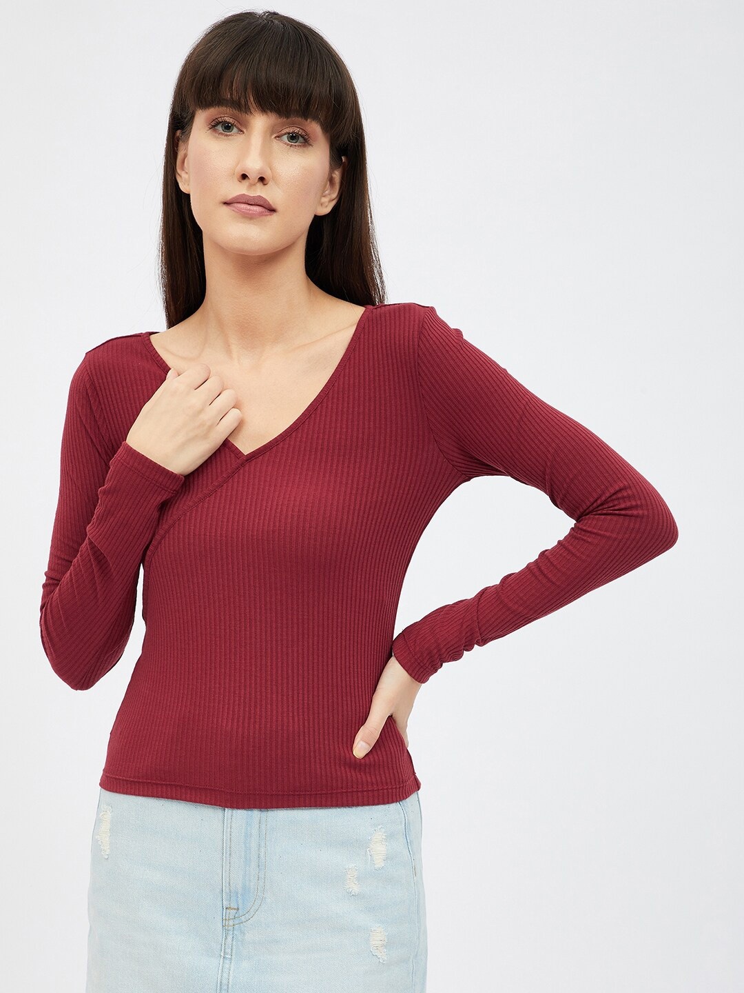 

Harpa Women Maroon Fitted Top