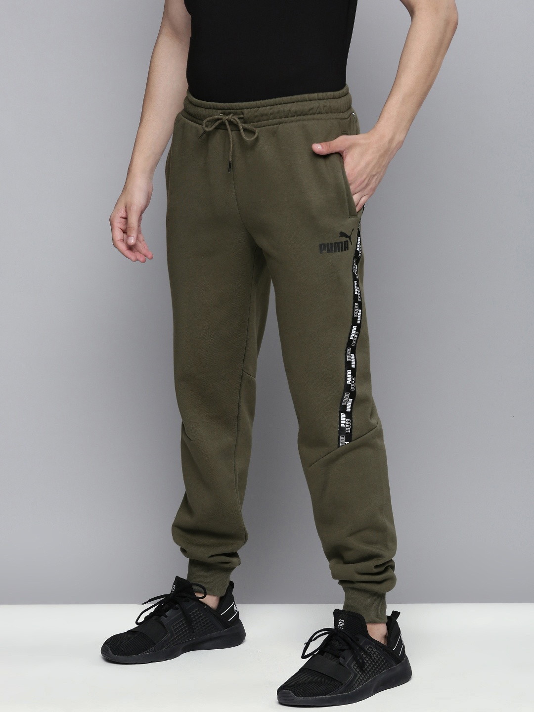 

Puma Men Olive Green Regular Fit POWER Side Striped Joggers