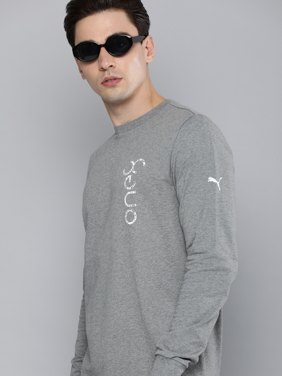 

one8 x PUMA Men Grey & White Printed Sweatshirt