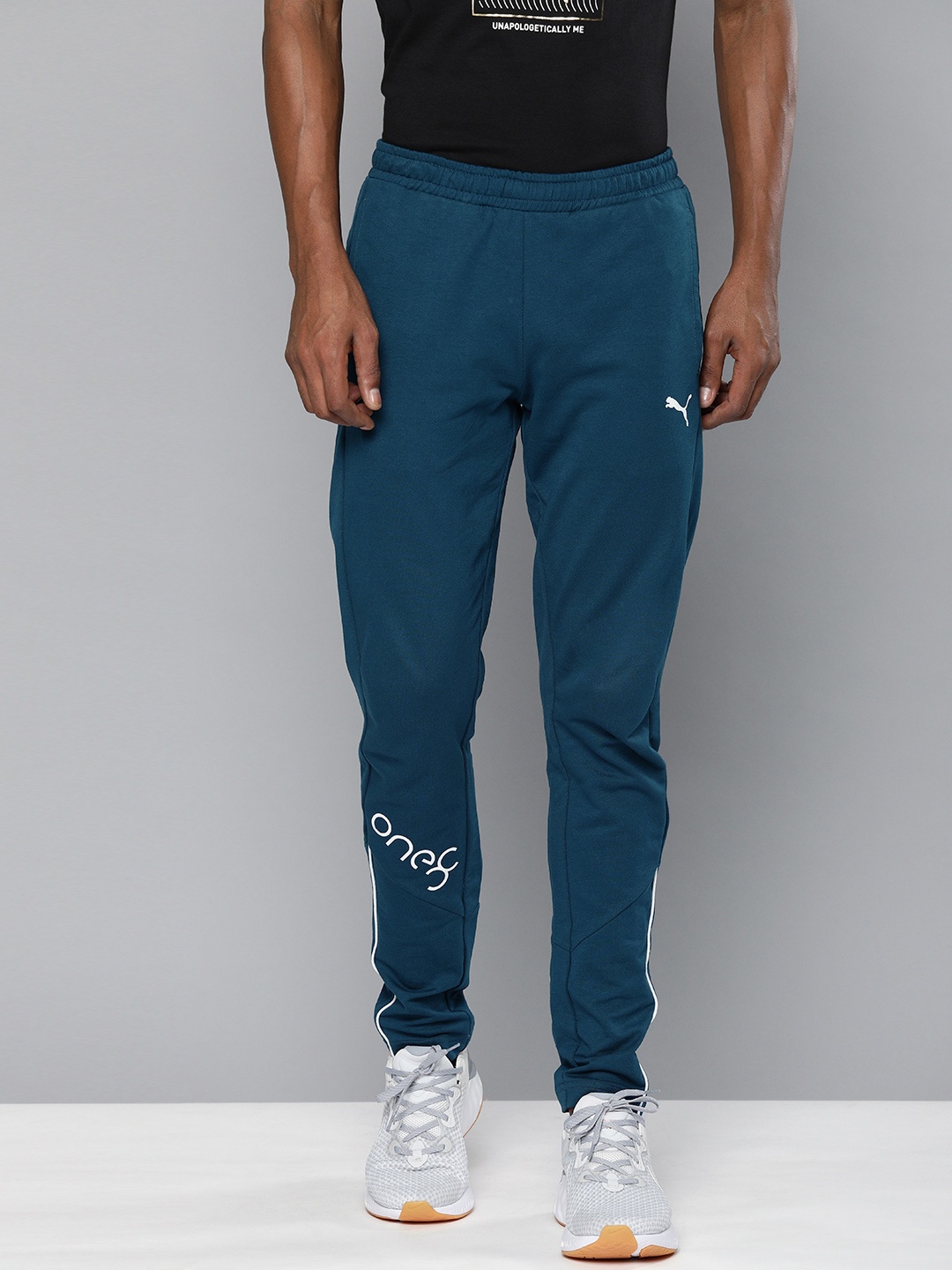 

one8 x PUMA Men Blue Logo Printed Slim Fit VK Piping Regular Track Pants