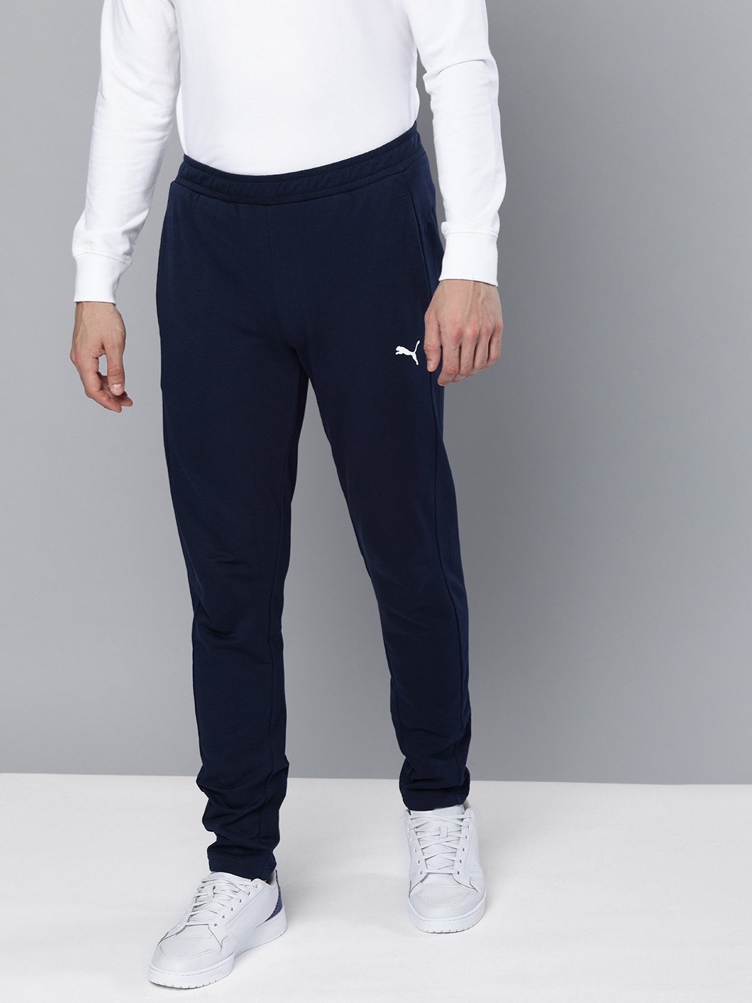 

one8 x PUMA Men Navy-Blue Logo Printed Slim Fit VK Regular Track Pants