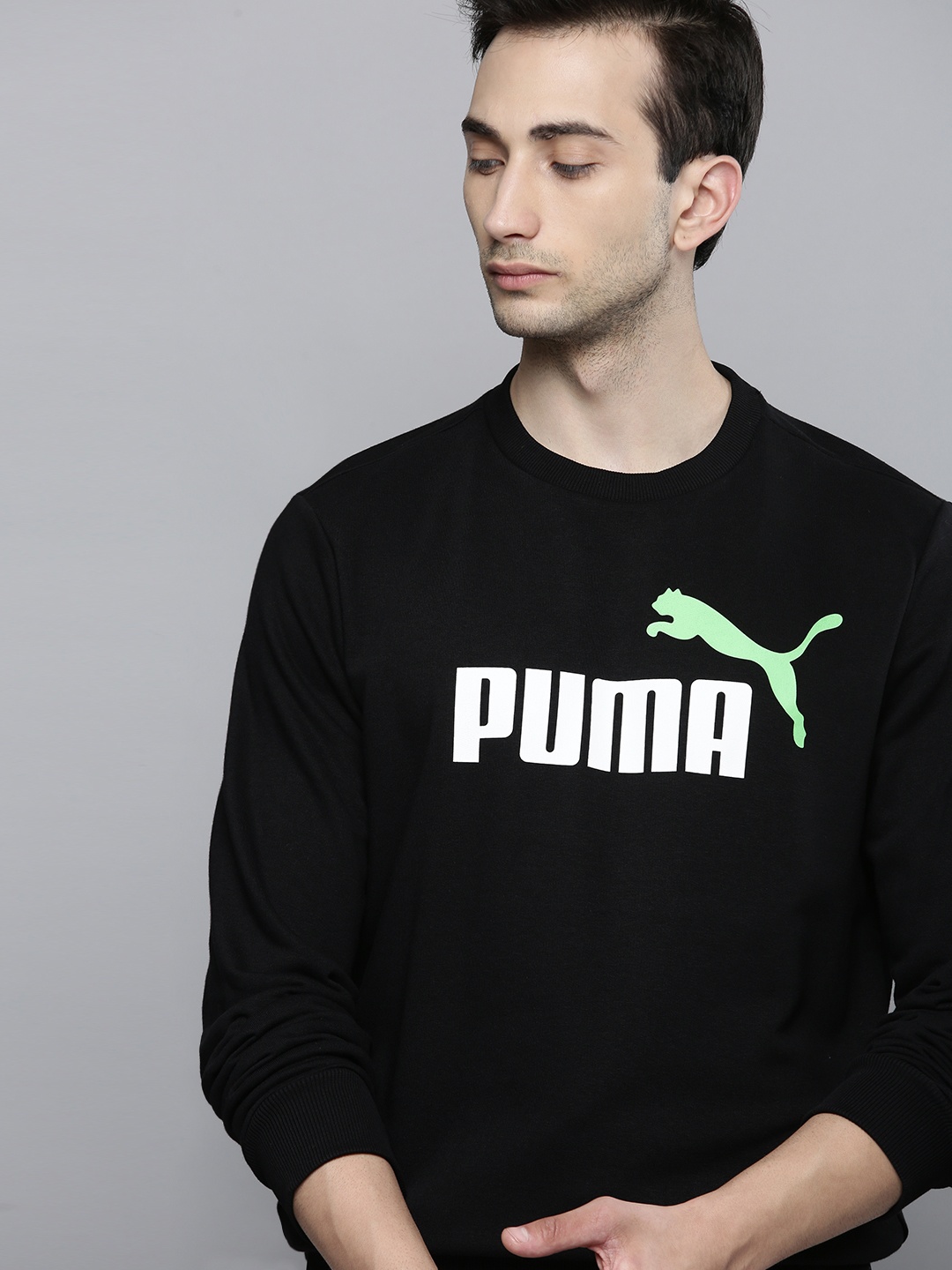 

Puma Men Black Printed Col Big Logo Crew Sweatshirt
