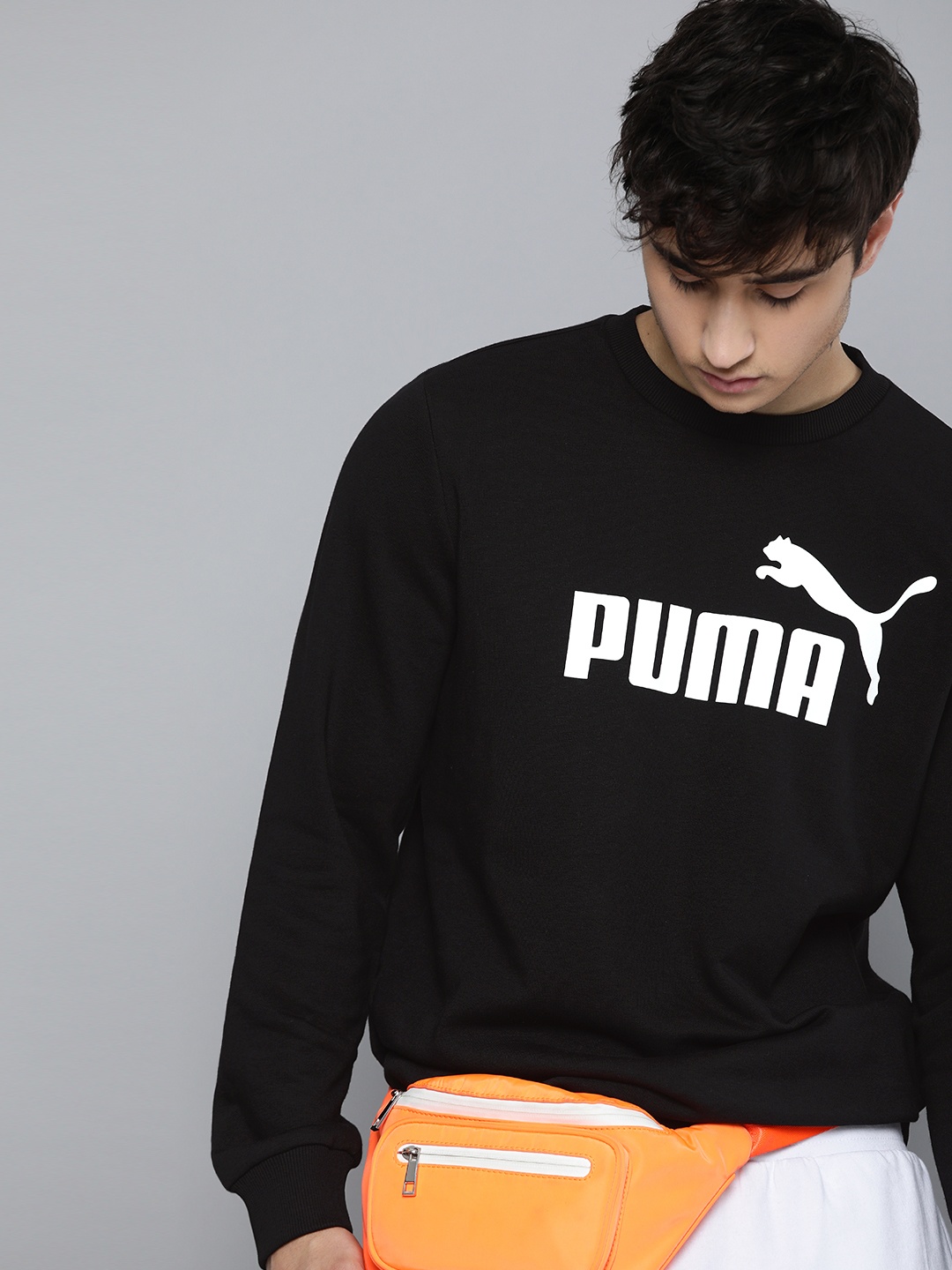 

Puma Men Black Big Brand Logo Printed Round Neck Sweatshirt